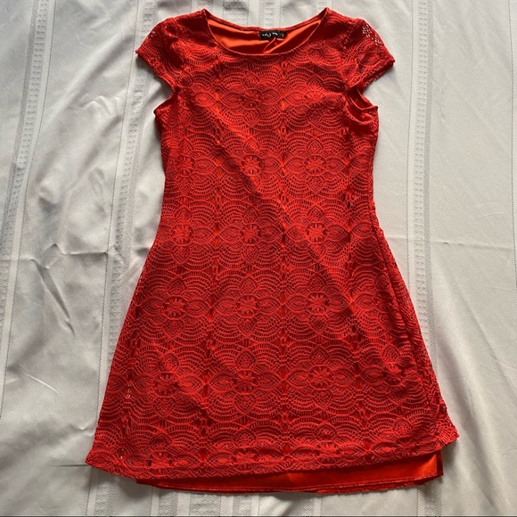 Capped sleeve Ruby Rox dress red/orange size 5 - Picture 4 of 4
